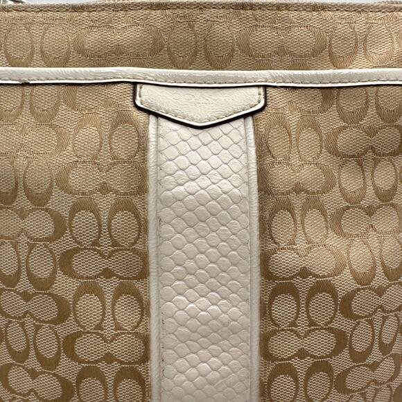 COACH Tan and Off White Signature Canvas Crossbody - Picture 3 of 12